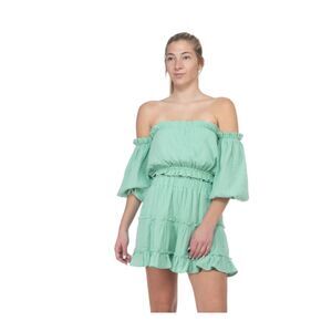 NEW BTFL-Life Off Shoulder Matching Skirt Set Spring Green Gauze Size‎ XS